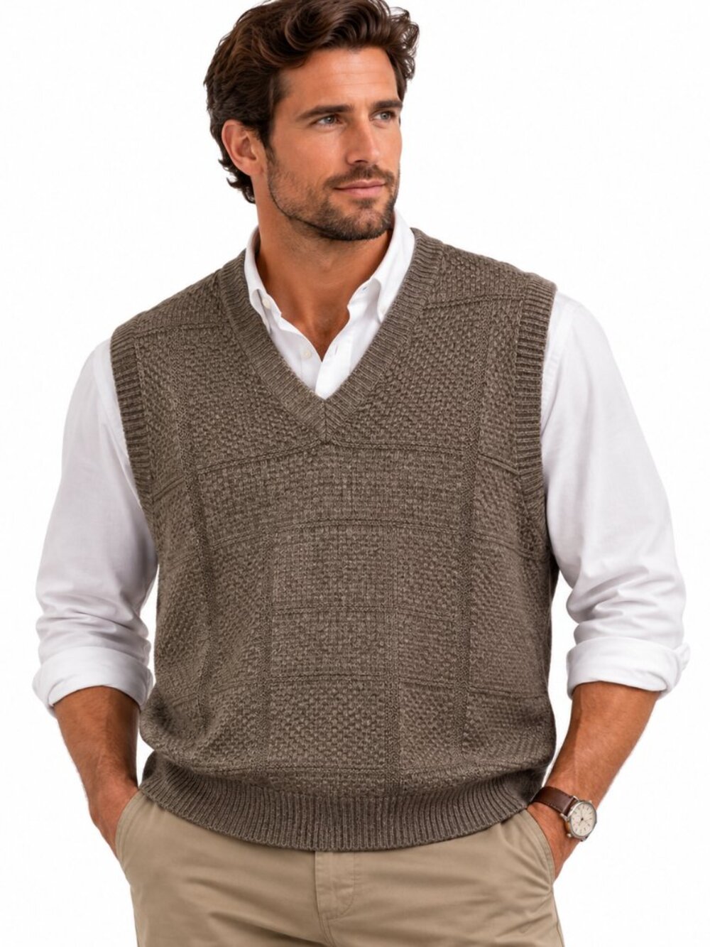 Slazenger Silk Blend Sweater Vest‎ Mens XL Brown Plaid NWT Golf Preppy Classic